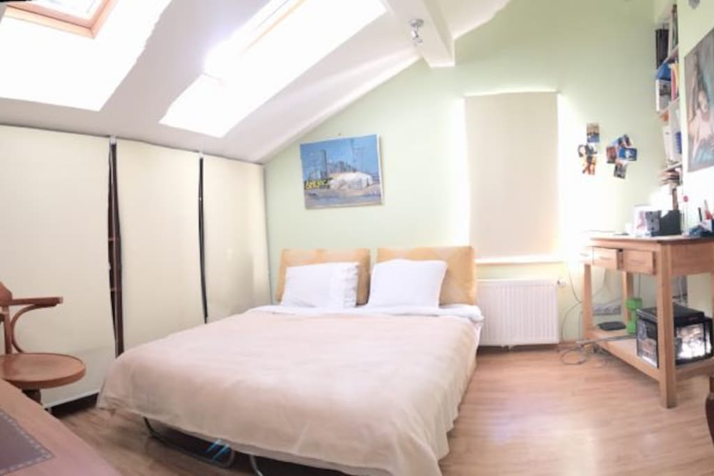 Cozy bedroom with working & storage space and lot of sunlight