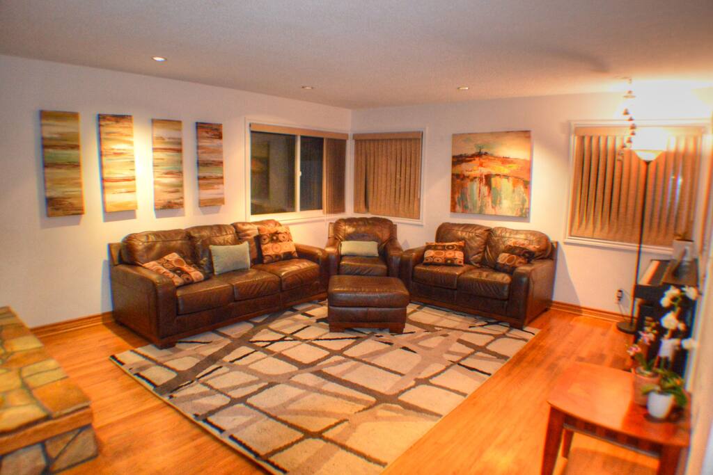 Living room real oak and leather