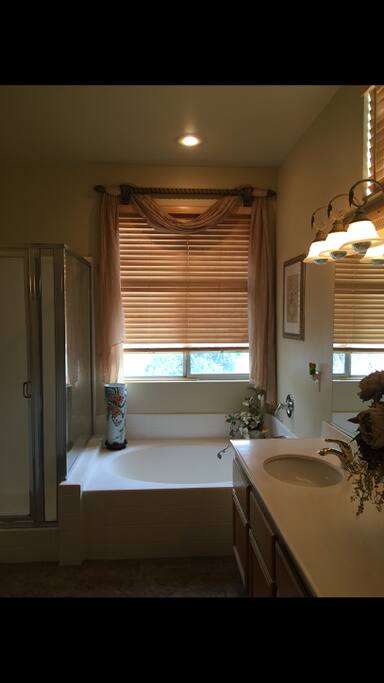 separate shower and tub spaces