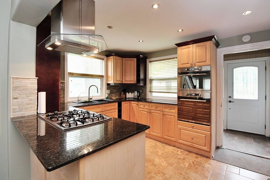 Well equipped kitchen close to the front door.