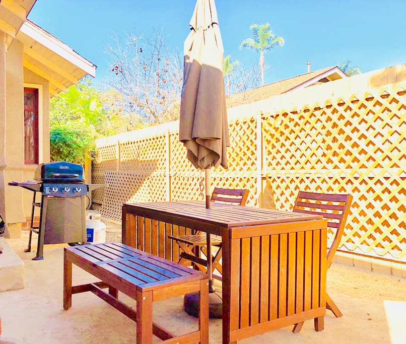 Outdoor table and grill