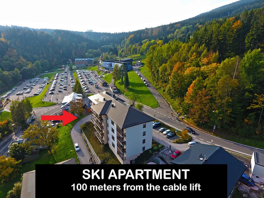 Ski apartment is only 100 meters from the cable lift and 50 meters from ski rental shops