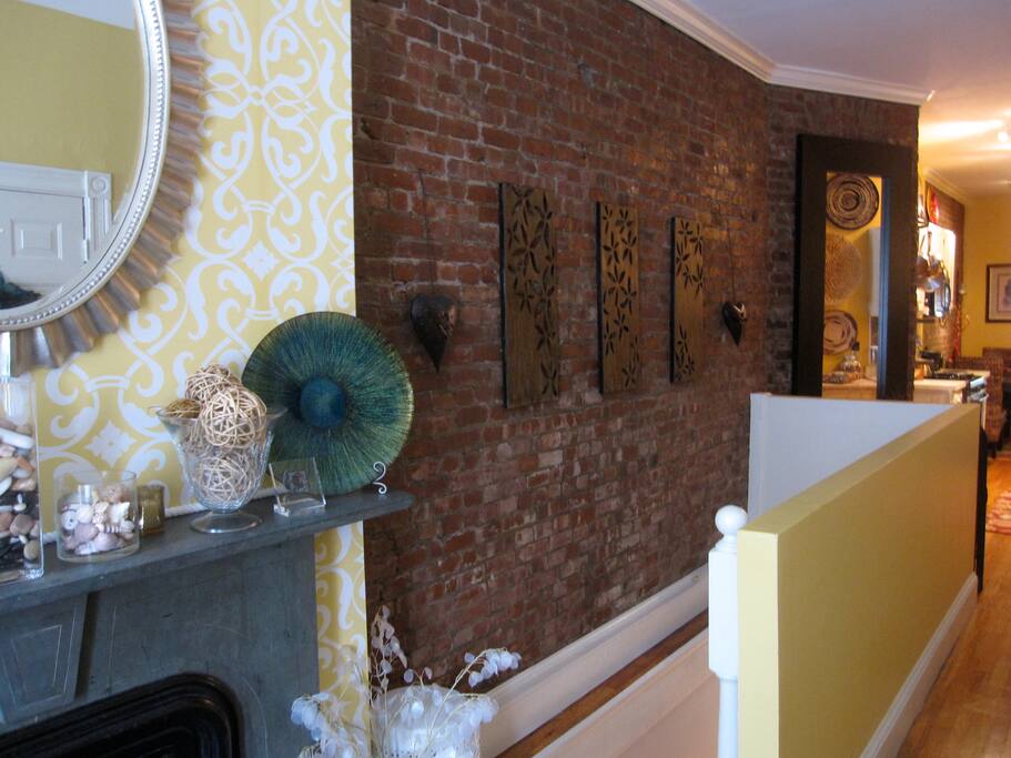 Living room with beautiful non-working fireplace