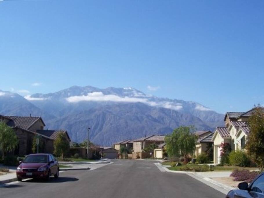 Community Street with Majestic Mountain Views