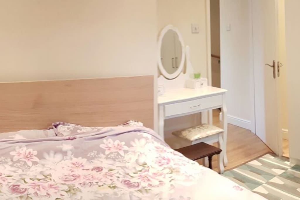 Small make up table with mirror and chair