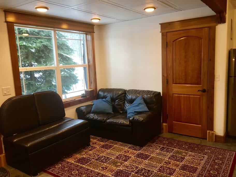 Peaceful natural forested view from sitting area.