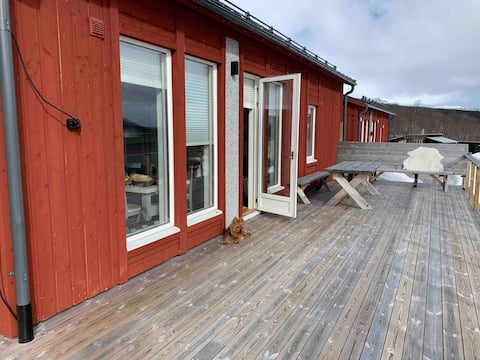 Modern mountain cabin with ski in-ski out location.