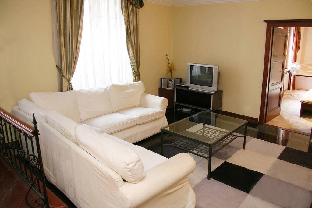 Living room with openable sofa