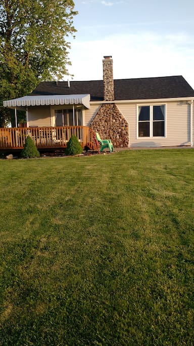 Huge yard to play in! Covered deck for out door dining.