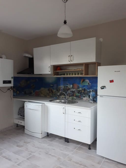 Kitchen with dishwasher. There is also and oven and cooker, dont worry!