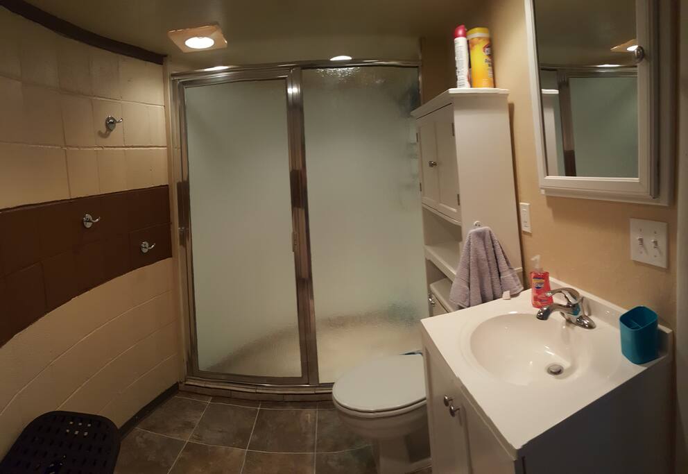 Bath with shower