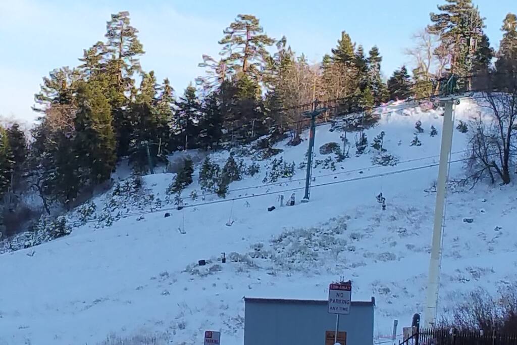 VIEW OF SKI SLOPES FROM CABIN
