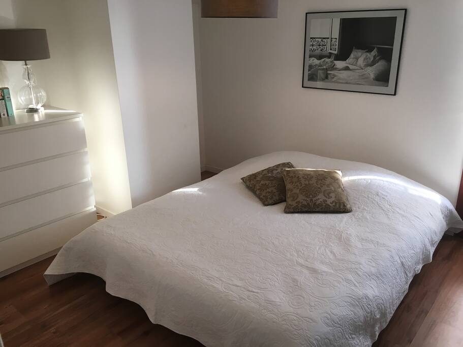 Upstairs main bedroom with one double bed