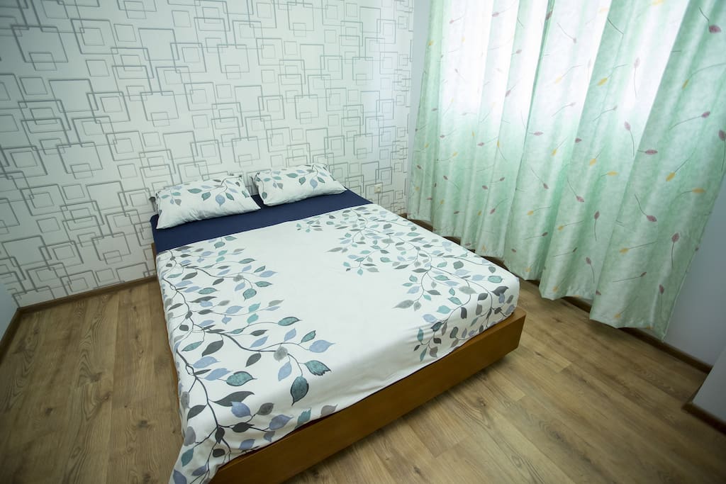 In the bedrooms you have a beautiful view on a green mountain
