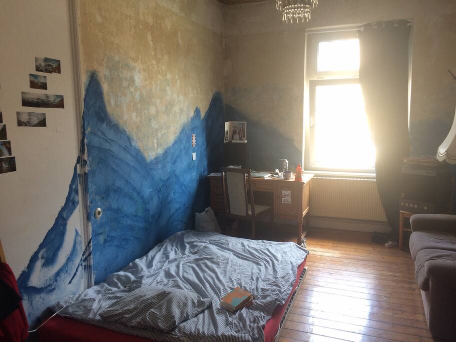 The bed and desk
