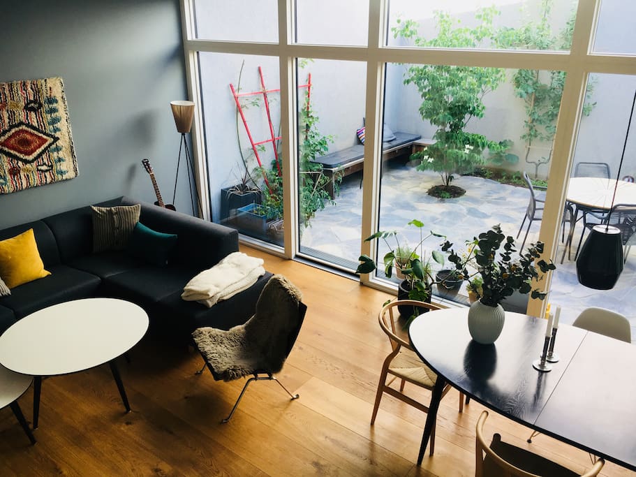 Living room and atrium garden.