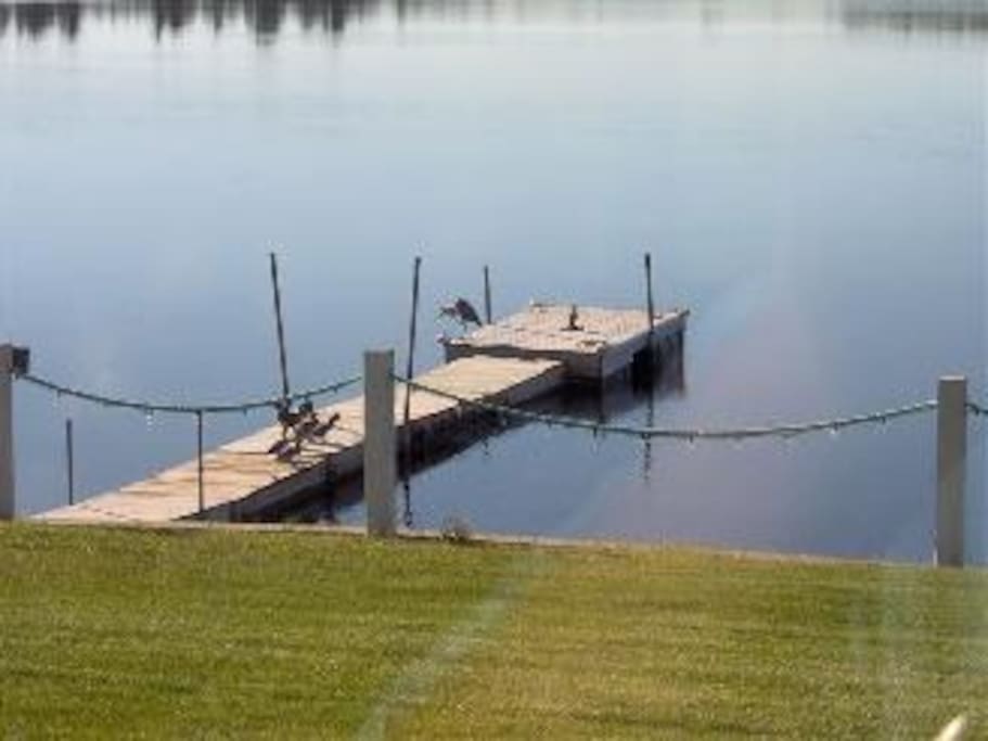This is the dock you can swim off of, very warm and clean water.
