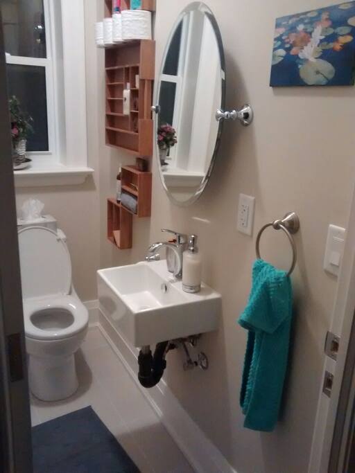 Washroom has all new fixtures.