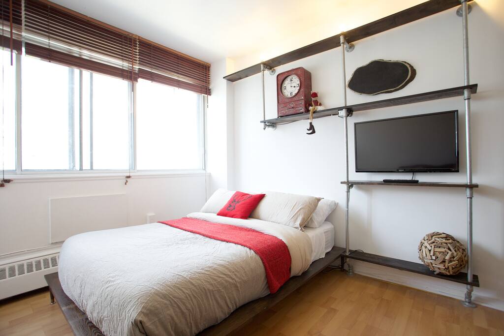 The wooden horizontal blinds were actually here when we arrived. Serendipity much?