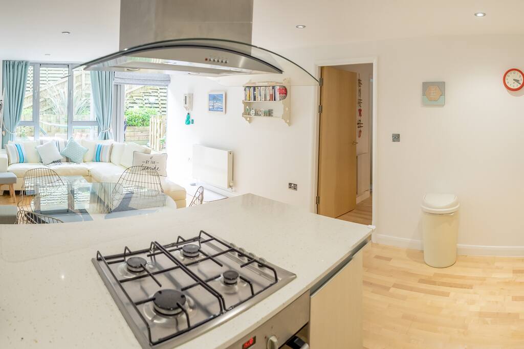 View from the kitchen hob (hall leads to 2 double bedrooms 2 bathrooms and utility cupboard