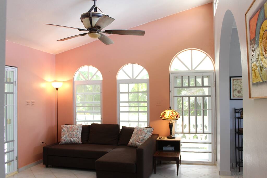 Living Room with extendable sofa bed.