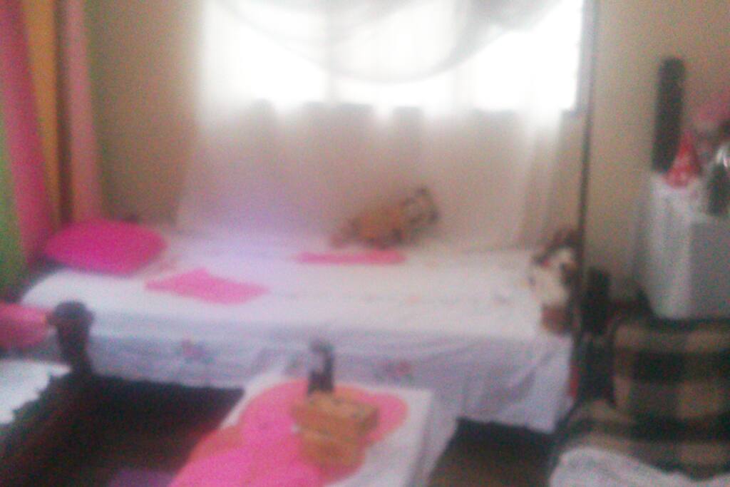 Bed and Floor Mattresses, Chair and Sofa that guests can use