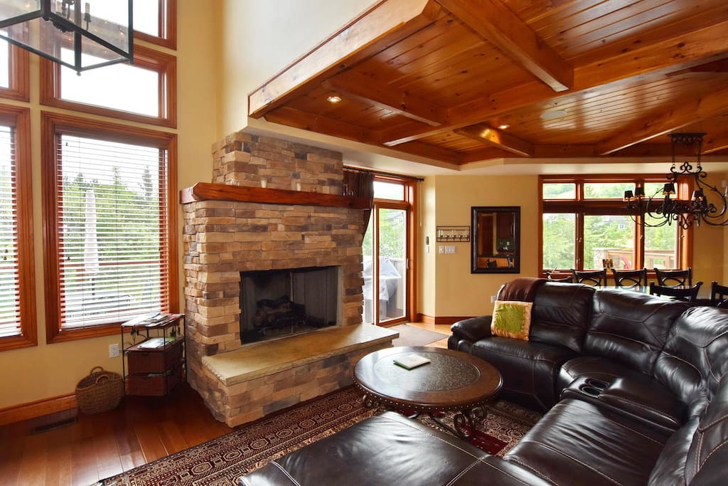 Family room with open gas fireplace