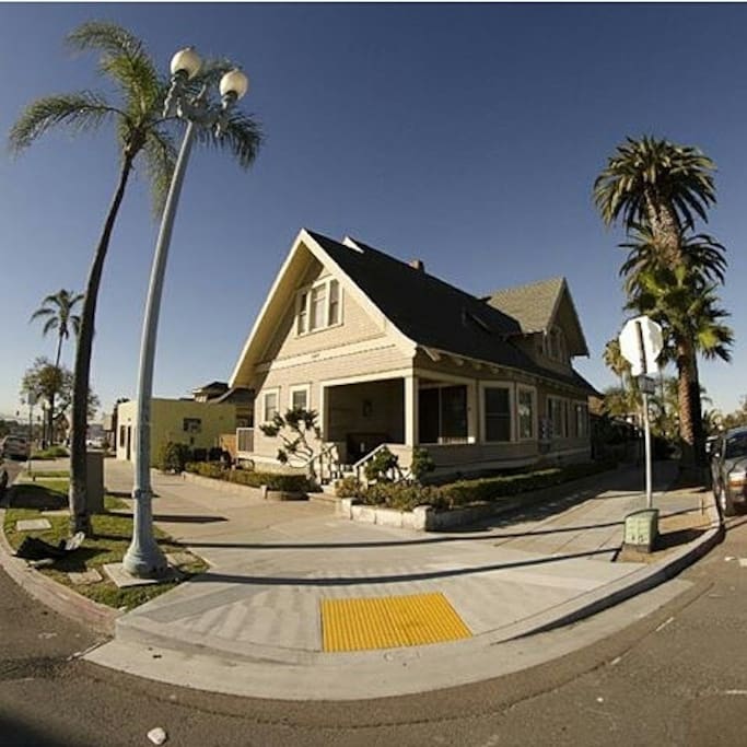 This is my house, the vacation rental is on the top floor in the back, with a downtown and ocean view.