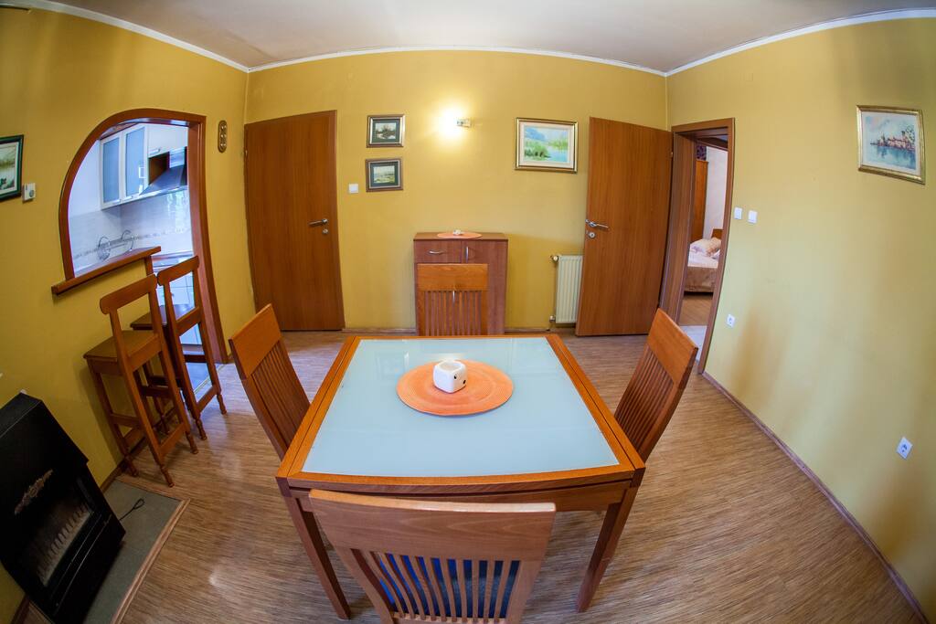 Living room and dining area