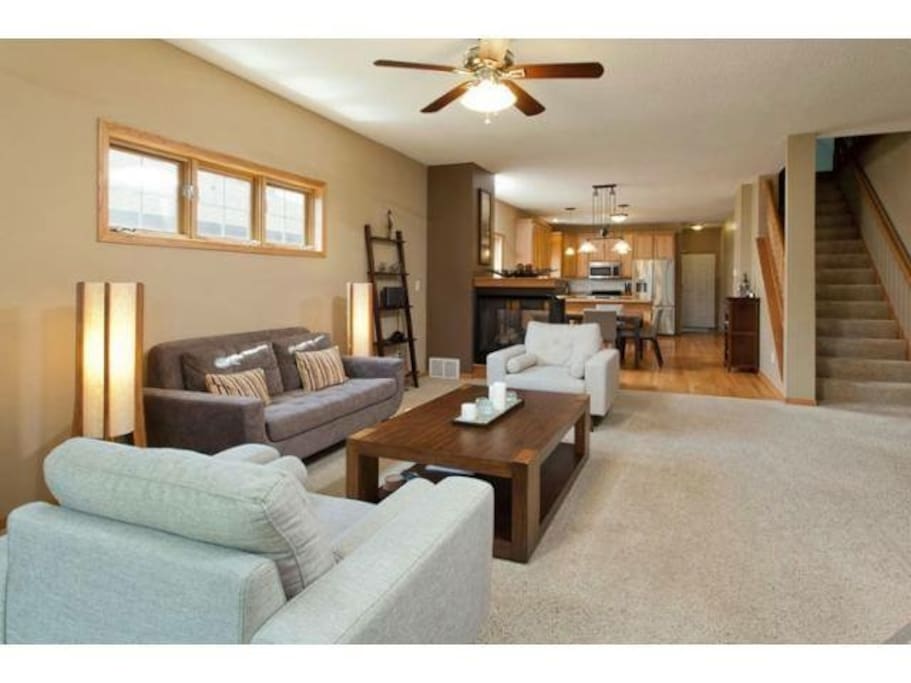 Open Main Floor with Fireplace