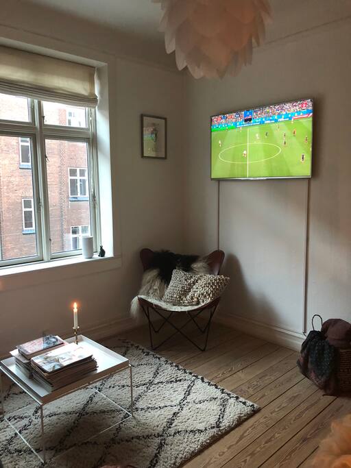 Standard danish channels are available, as well as danish netflix.