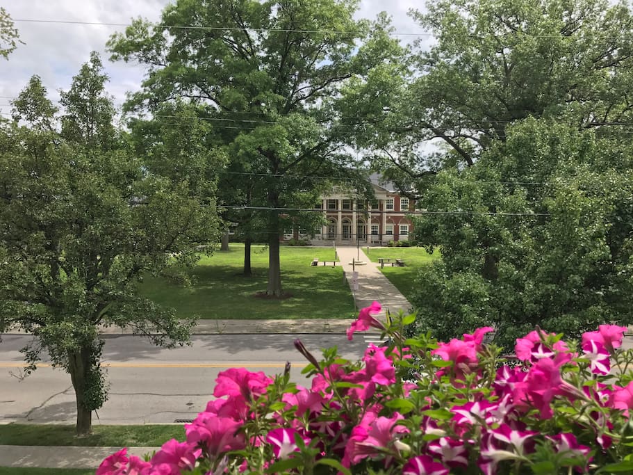 Balcony view over historic grade school.