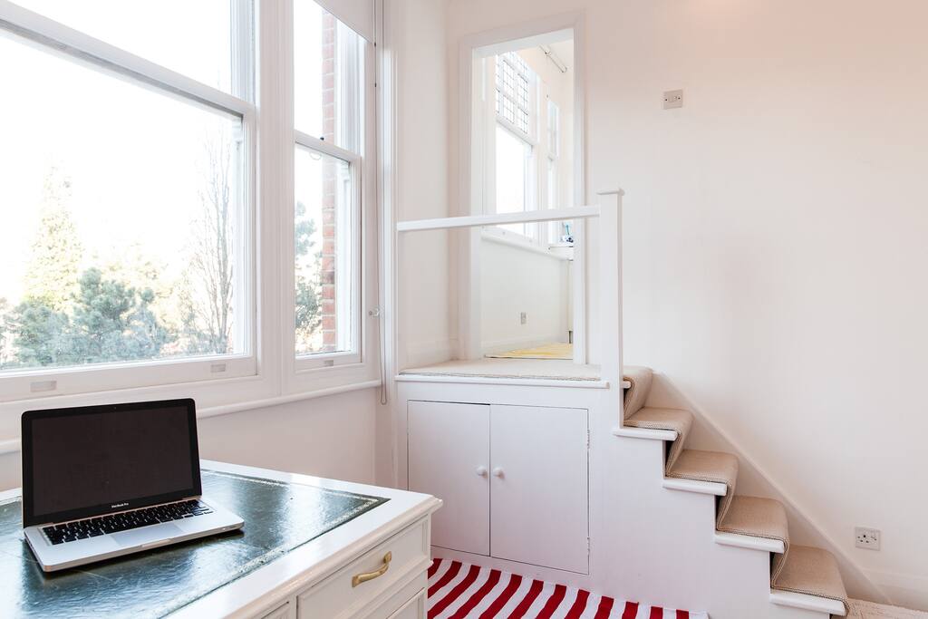 Steps up to the kitchen