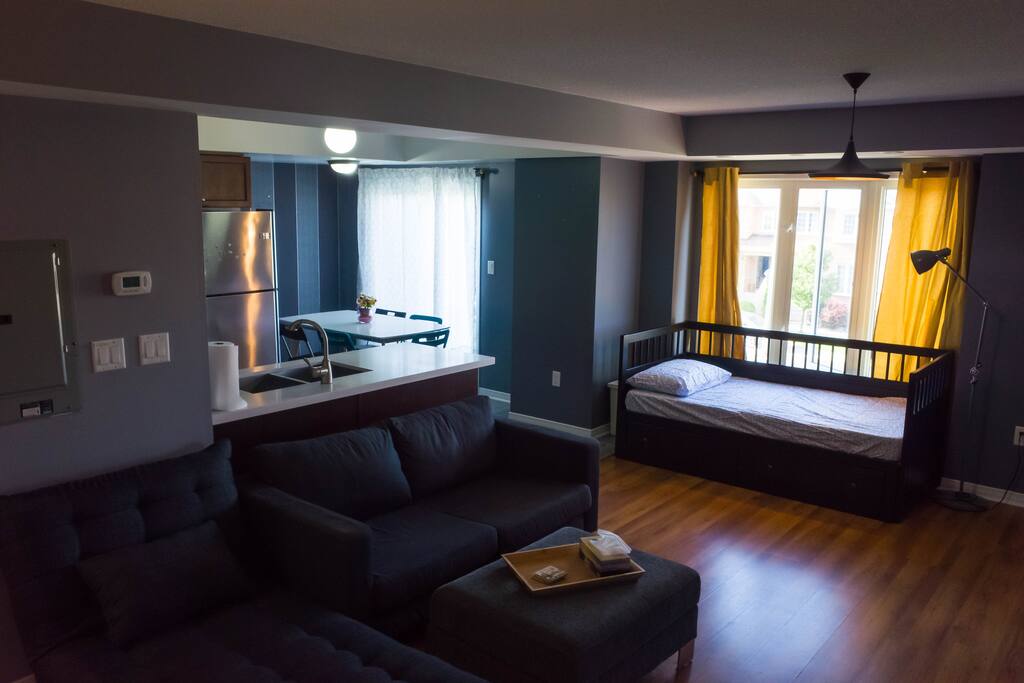 Living Room (1st floor) with lounge chair as sofa bed