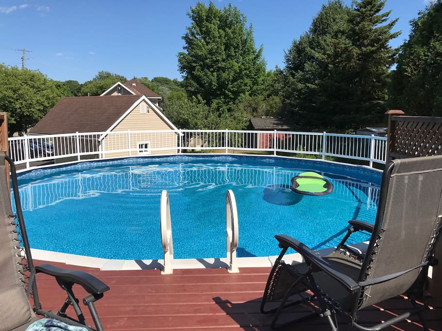 27 Foot above ground pool to cool you down in the heat of the summer.