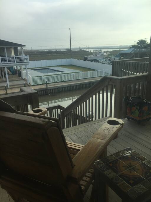 Relax on the deck and watch the intracoastal waterway traffic