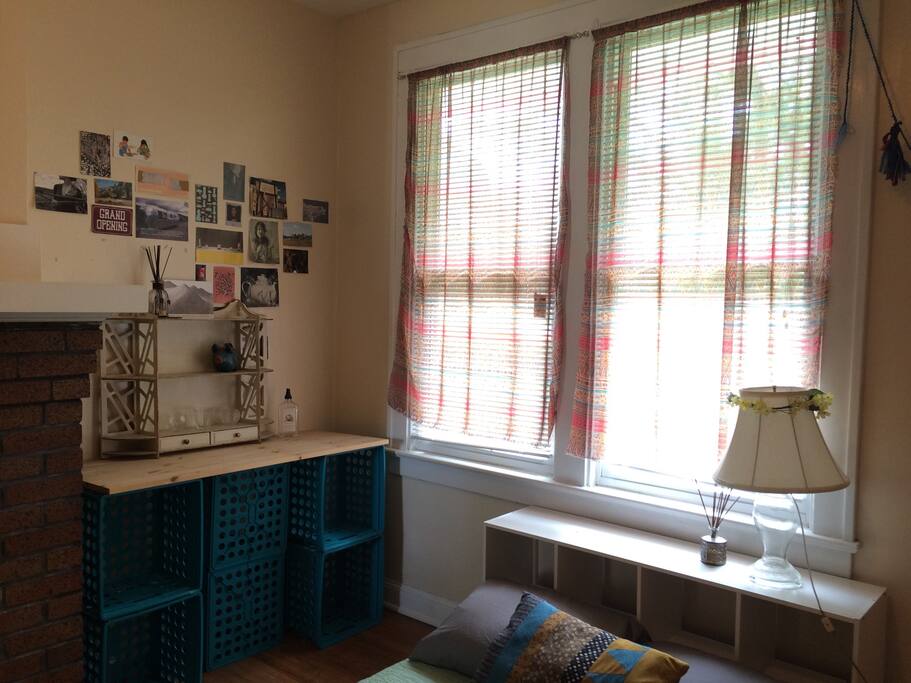 plenty of shelf storage and a desk