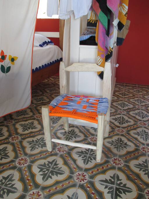 The cottage is fun, simple and colorful.