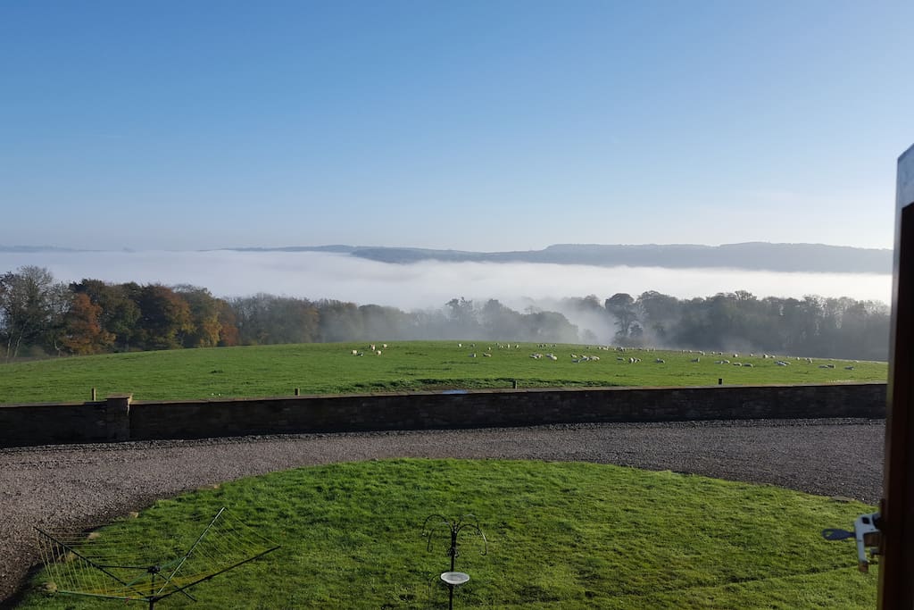 The view from the bedroom - the mist gathers over Tintern some mornings