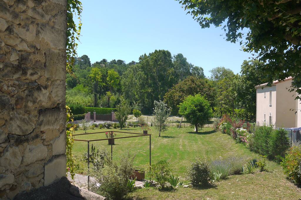 View of the guests' garden from the entry of the mill