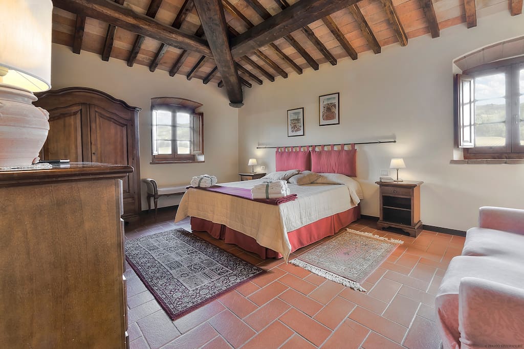 One of the 9 double-bedrooms inside the Villa