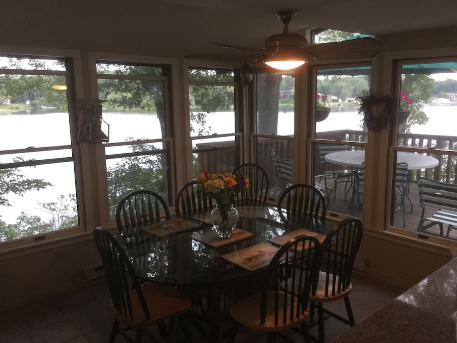 Kitchen,dining area/looking out to Lake & deck