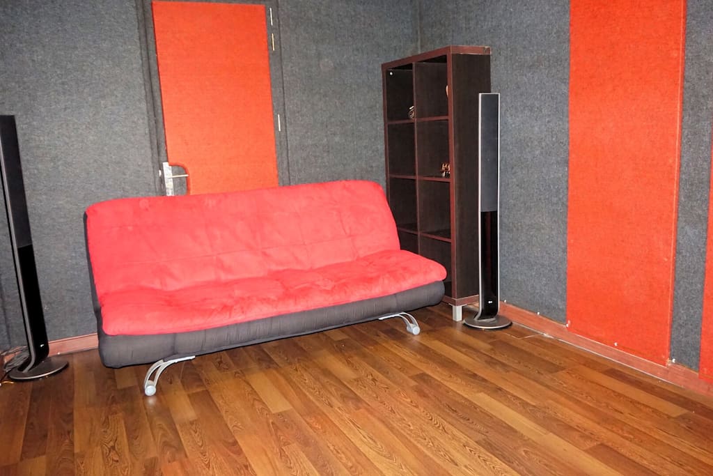 Sofa bed in room