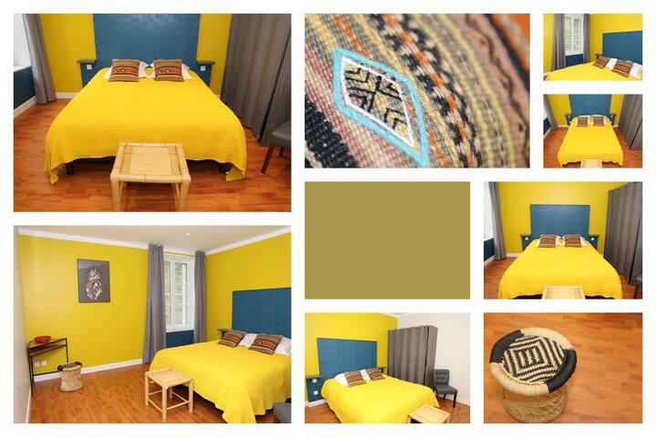 Habitación Exótica para 2 personas con cuarto de baño y aseo separado. Vistas al parque .