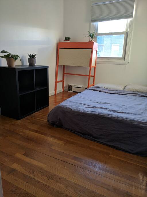 Bedroom: Bed, Desk, Cubes, Closet
