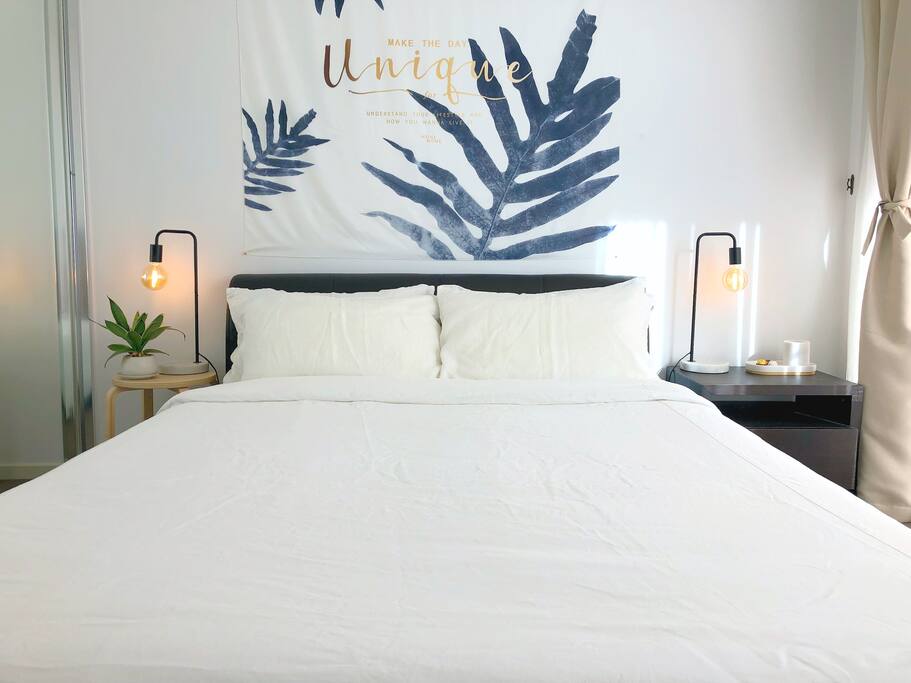 Comfortable queen size bed for a good night sleep.