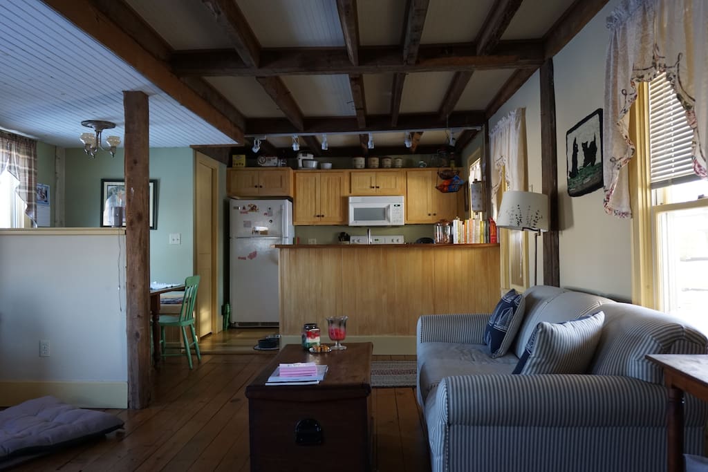 Spacious living area. Remodeled 1800's farmhouse. Pullout couch.