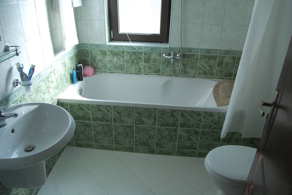 Shared bathroom, shower, wc and hand basin on the same first floor as both bedrooms.