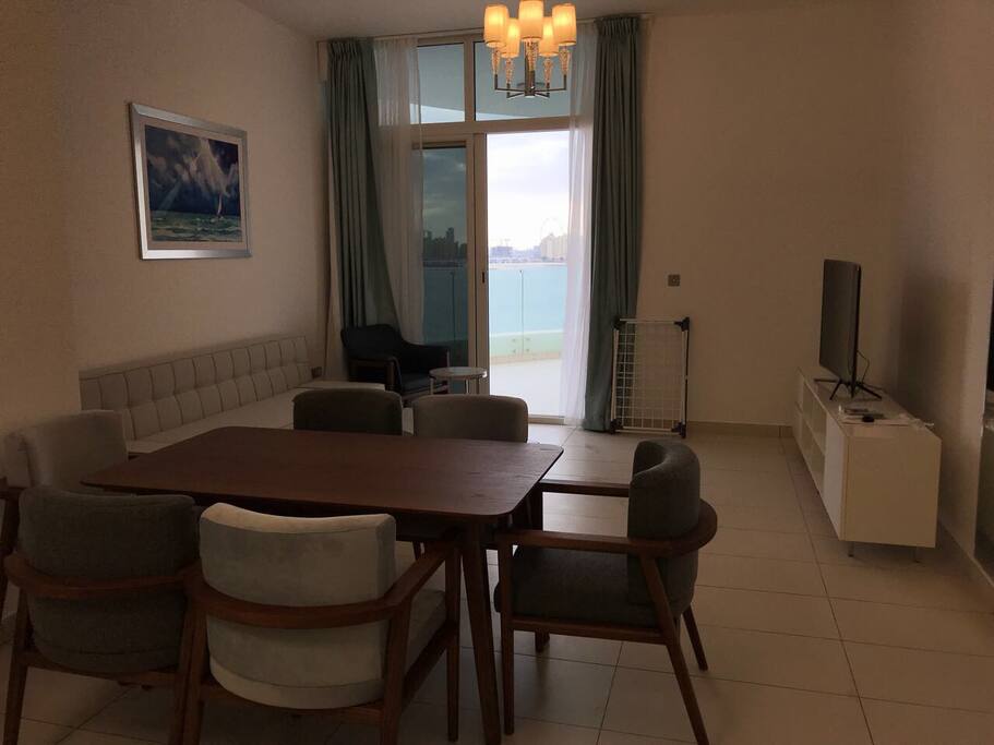 Living room and balcony and sea