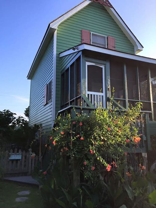 From the street - steps up to Front Door and Porch